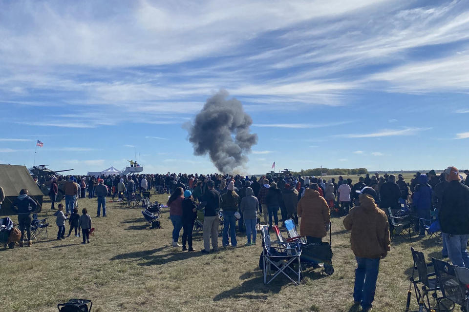 The scene of a plane crash at the Wings Over Dallas Airshow at Dallas Executive Airport  (Cristopher Kratovil via Twitter)