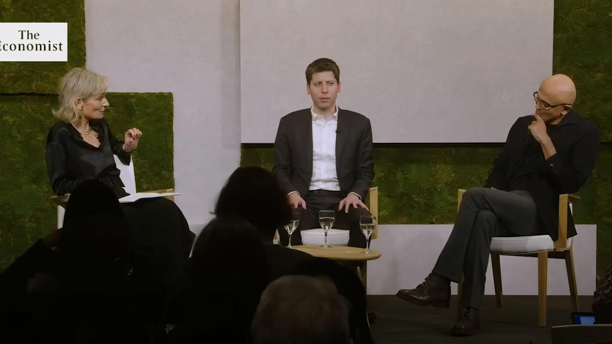  Sam Altman and Satya Nadella discuss ChatGPT and AI. 