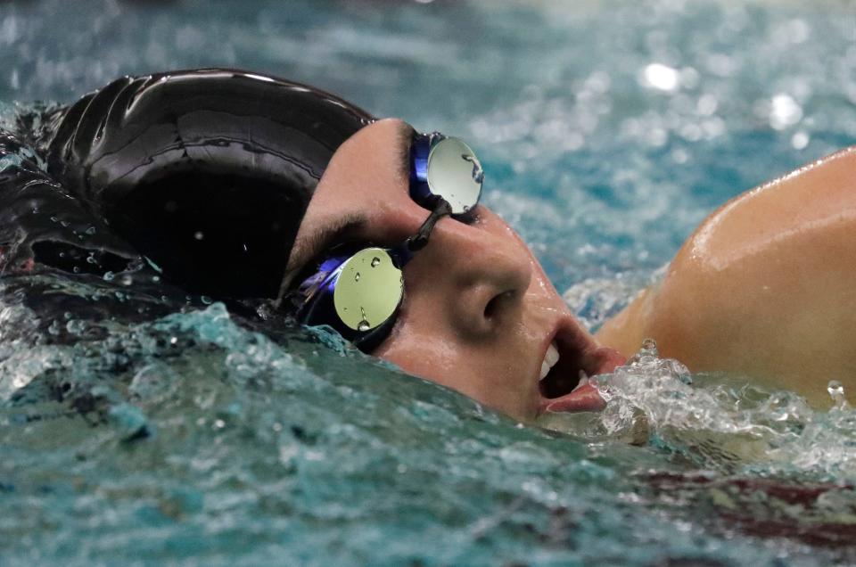 Stevens Point’s Jocelyn Trzebiatowski swims the 500-yard freestyle during the WIAA Div. 1 State Swim meet Nov. 12, 2022, at Waukesha South in Waukesha, Wis.