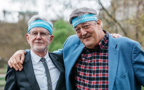 Stephen Fry with his psychiatrist Dr William Shanahan, supporting Heads Together - Credit: PA