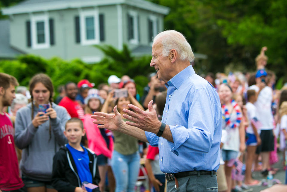 Vice President Joe Biden surprises the crowd as he