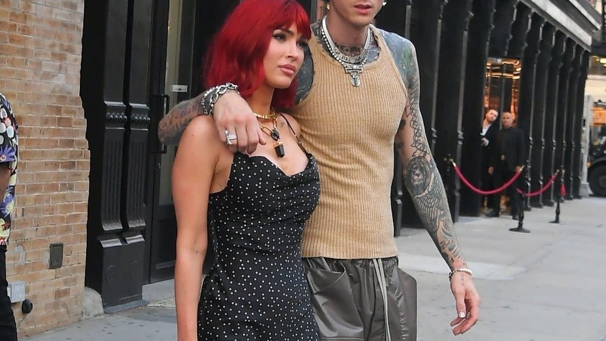 Megan Fox Debuts a Fire Red Bob and Bangs in NYC with Machine Gun Kelly