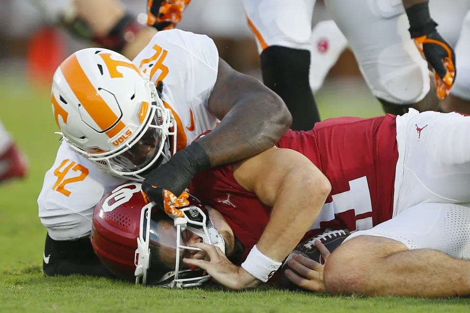 The Volunteers manhandled the Sooners in Norman on Saturday in their SEC opener. (Brian Bahr/Getty Images)