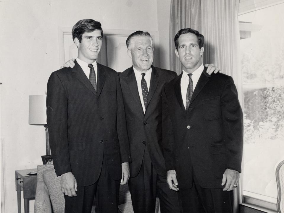 Mitt Romney in an archive family photo with his father George (C) and his brother Scott in 1965, Bloomfield Hills, Michigan.