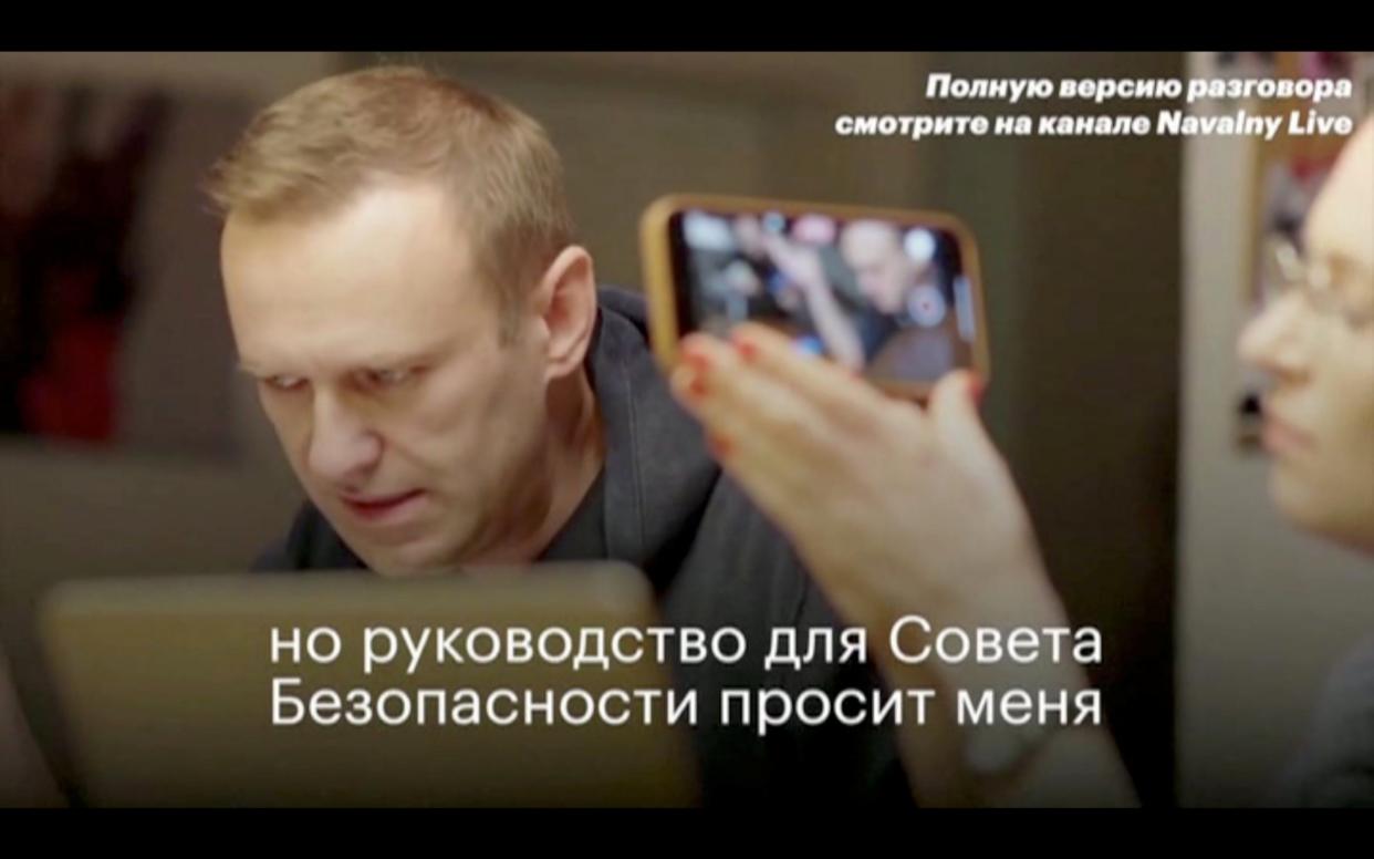 The YouTube video showing Alexei Navalny speaking to an alleged FSB agent became an instant online sensation - Navalny.com via Reuters/Navalny.com via Reuters