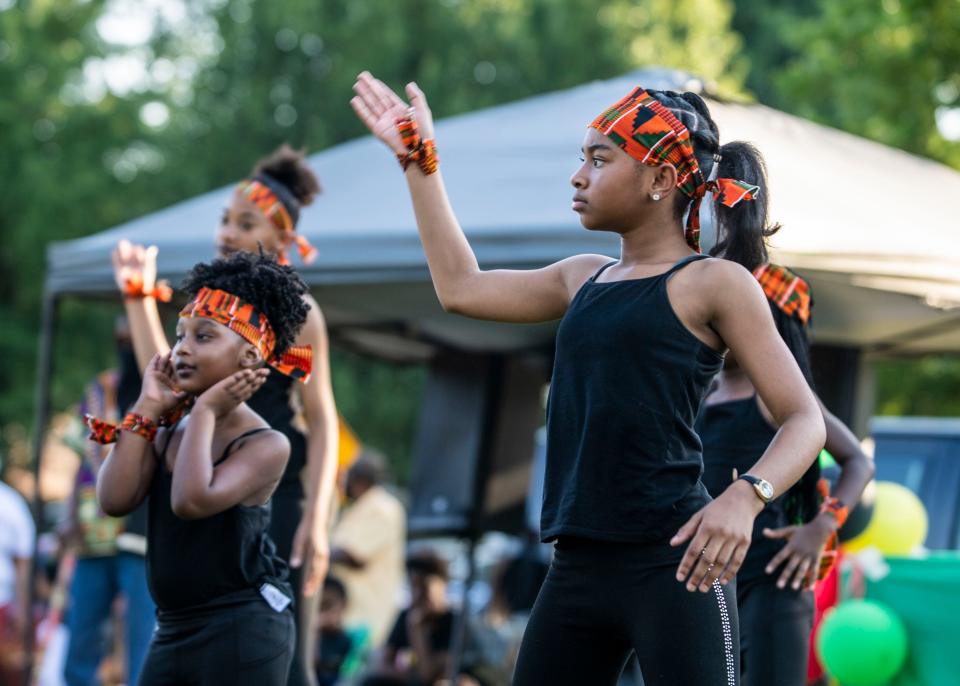 The Juneteenth performance was to symbolize the girls who were sold off to slave owners as their mothers cried when they lost their children. The dancers performed in honor of those girls durings the Juneteeth celebration which was hosted The Society for African American Cultural Awarness at the T. R. White Sportsplex, Jackson, Tenn., Friday, June 19, 2020.