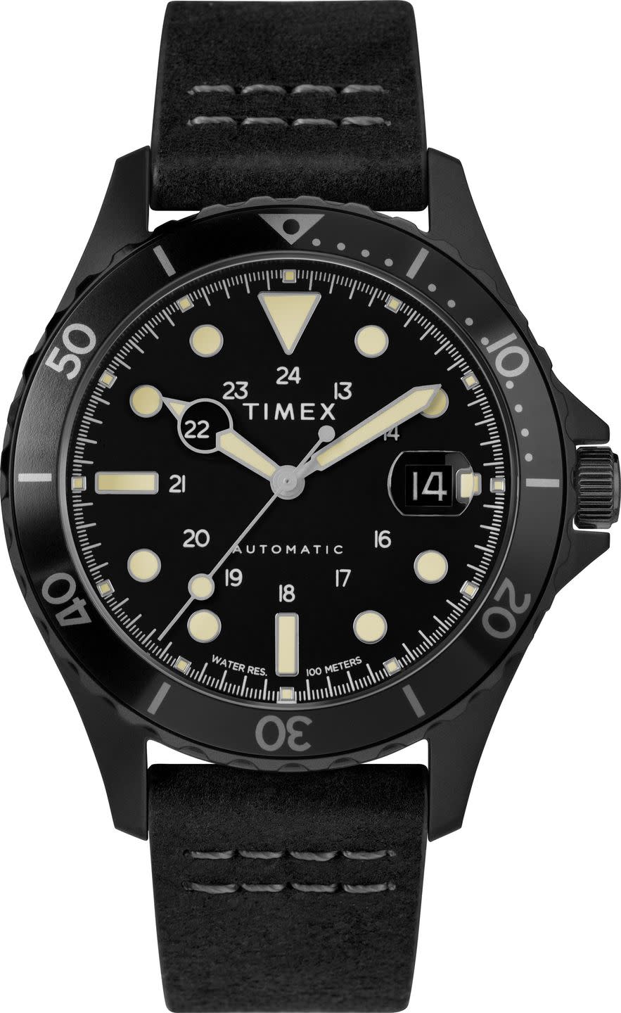 <p>Navi XL Automatic 41mm</p><p><a class="link " href="https://www.timex.co.uk/navi-xl-automatic-41mm-leather-strap-watch/Navi-XL-Automatic-41mm-Leather-Strap-Watch.html?dwvar_Navi-XL-Automatic-41mm-Leather-Strap-Watch_color=Stainless-Steel-Black-Black#q=navi%2Bxl&lang=en_GB&start=1" rel="nofollow noopener" target="_blank" data-ylk="slk:SHOP;elm:context_link;itc:0;sec:content-canvas">SHOP</a></p><p>When it was launched last year in a limited run, Timex's first military-inspired automatic watch sold out quicker than you could say, "An automatic watch for how much?" Those who missed out now have a second chance to grab a watch that channels Timex's military heritage but adds clever guts (a 21-jewel Japanese automatic movement) and will still leave you change from £230. With only 100m water resistance it's more a desk diving watch than a diver diving watch. But at that price, we're not ones to quibble.</p><p>£229.99, <a href="https://www.timex.co.uk/navi-xl-automatic-41mm-leather-strap-watch/Navi-XL-Automatic-41mm-Leather-Strap-Watch.html?dwvar_Navi-XL-Automatic-41mm-Leather-Strap-Watch_color=Stainless-Steel-Black-Black#q=navi%2Bxl&lang=en_GB&start=1" rel="nofollow noopener" target="_blank" data-ylk="slk:timex.co.uk;elm:context_link;itc:0;sec:content-canvas" class="link ">timex.co.uk</a><br></p>