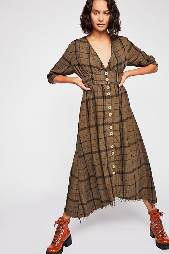 Laura Plaid Midi Dress