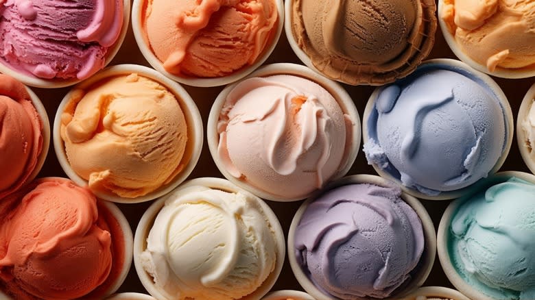 colorful ice cream in cups