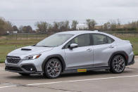 <p>This prototype of the forthcoming WRX wore red Brembo brake calipers and a body-colored lip spoiler is found on the rear deck, and once again, all badging is covered in tape. All of this suggests a new updated trim level for the WRX for <strong>2024</strong>.</p>