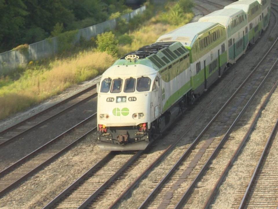 A person was struck by a train west of Exhibition GO on Friday night, GO Transit says. (Mehrdad Nazarahari/CBC - image credit)