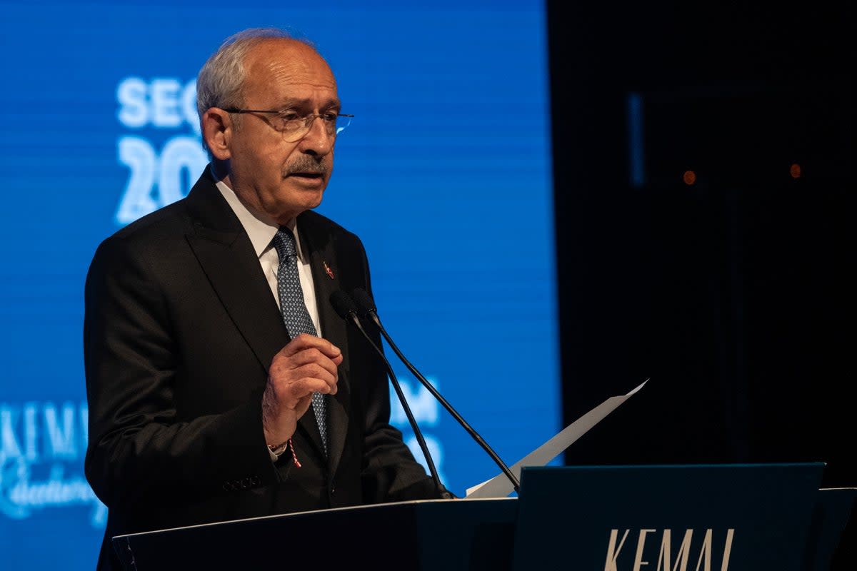 Kemal Kilicdaroglu addresses supporters in Ankara on Monday (Getty)