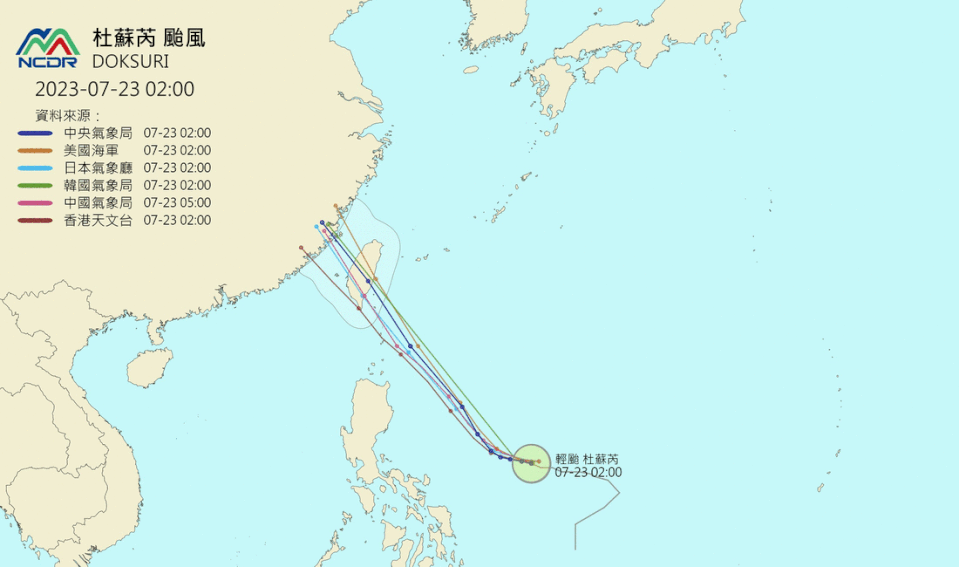 颱風目前正在往台灣方向邁進。（圖／NCDR）