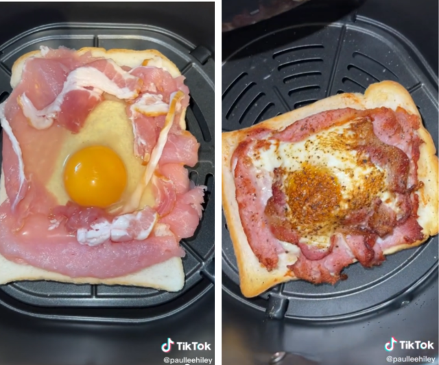 Thousands of people have watched Paul's simple egg and bacon toast recipe sparking a new surge for Air Fryers. Source: Tik Tok/paulleehiley