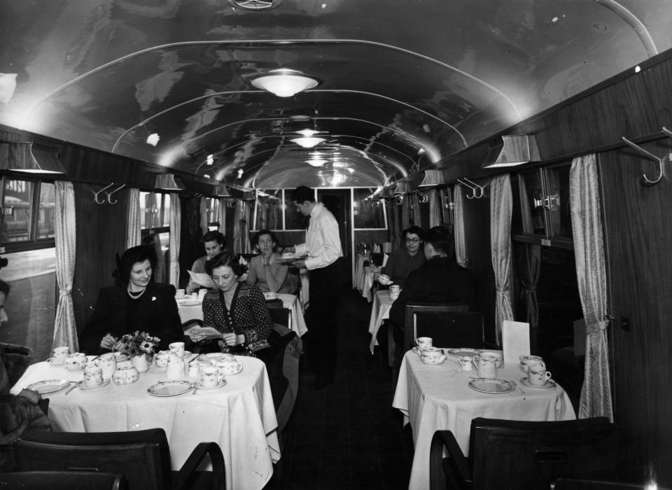 vintage train first class dining saloon