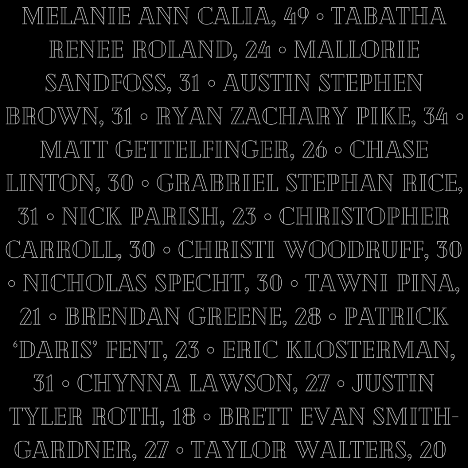 Names of those lost to the opioid pandemic