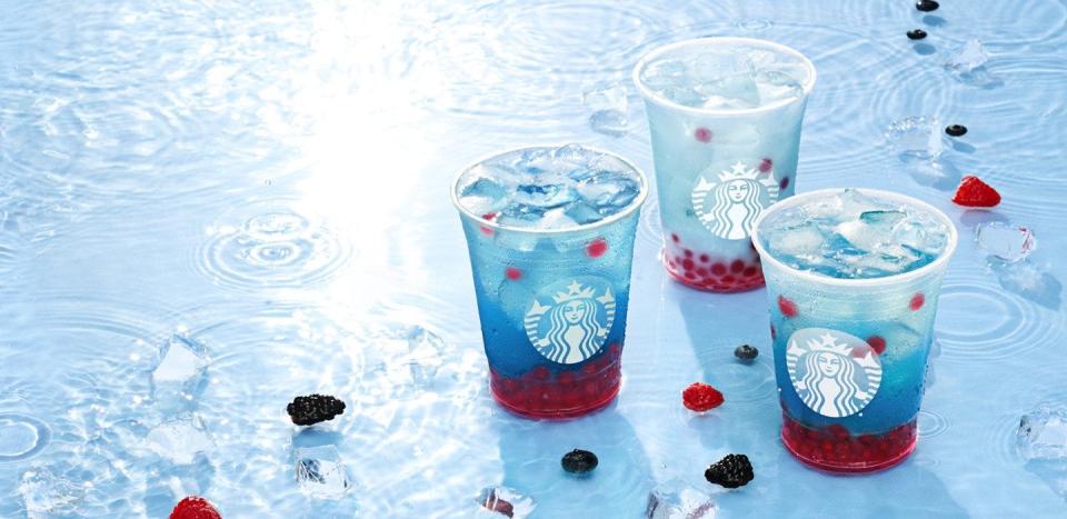 Starbucks' new summer drinks include the Summer-Berry, Summer-Berry with Lemonade, and Summer Skies Drink.