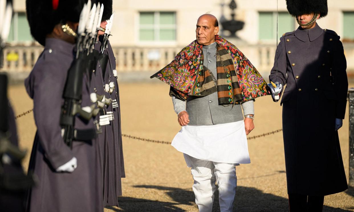 <span>Rajnath Singh, India’s defence minister: ‘If any terrorist from a neighbouring country tries to disturb India or carry out terrorist activities here, he will be given a fitting reply.’</span><span>Photograph: Leon Neal/AFP/Getty Images</span>