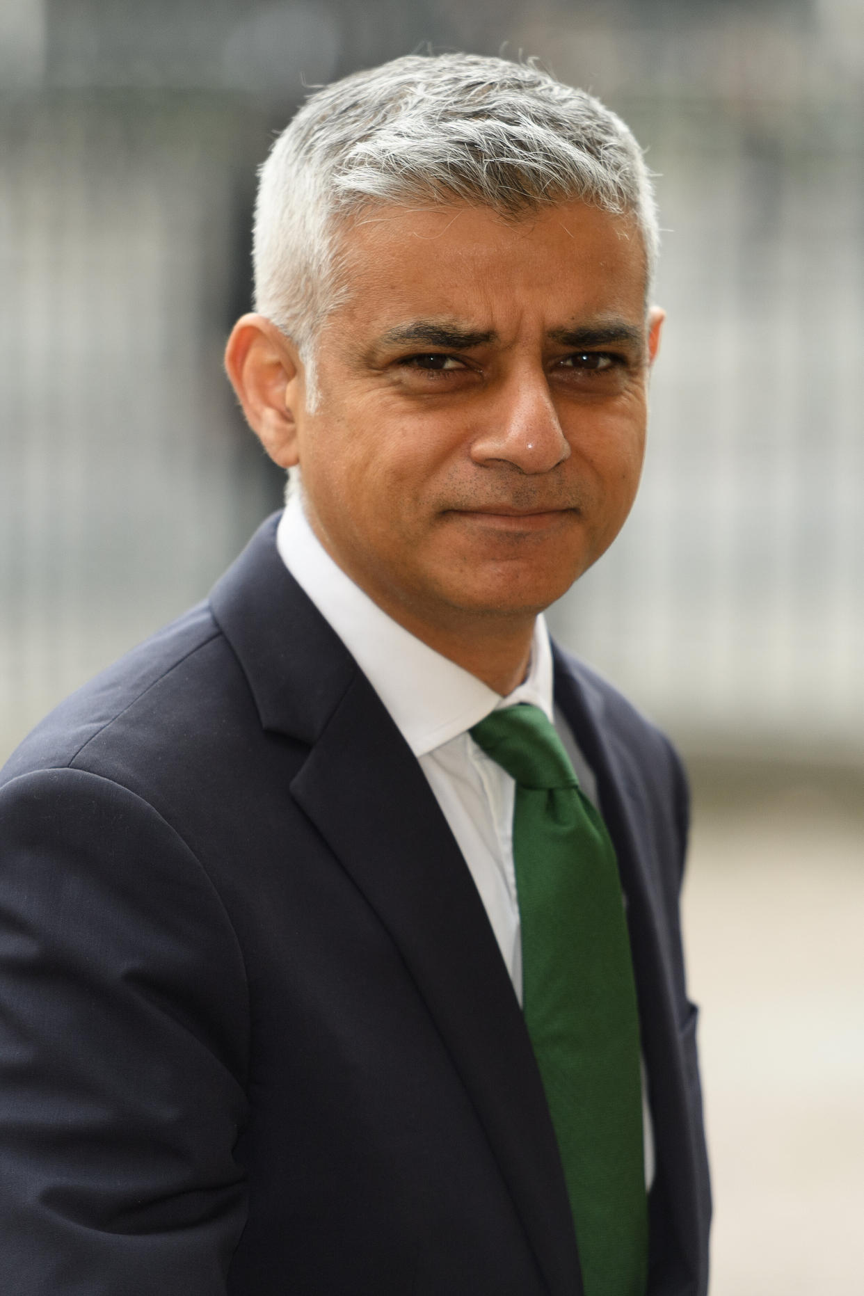 LONDON, ENGLAND - MAY 17: Mayor of London Sadiq Khan arrives at Westminster Abbey, ahead of a special service to mark 100 years since women joined the force, on May 17, 2019 in London, England. The Met has been celebrating the history of the role of women in the force with commemorative events, which culminated in the service at Westminster Abbey that mirrored an event that took place a century ago when a group of female officers appeared in uniform for the first time.  (Photo by Leon Neal/Getty Images)