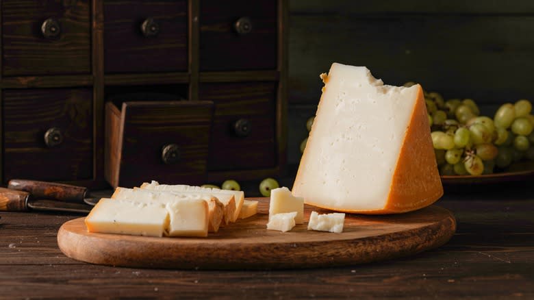 Slices of Gruyère cheese