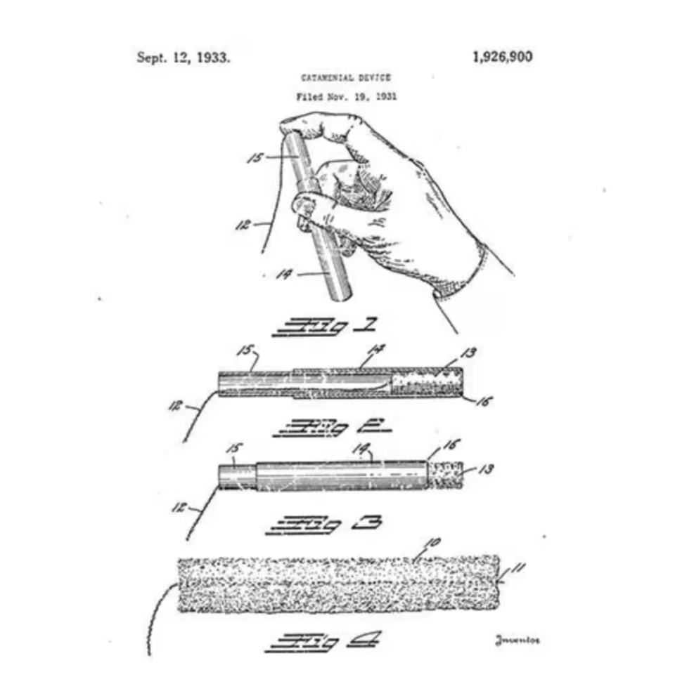 Illustration du premier tampon inventé en 1931 par le Dr.Earl Haas