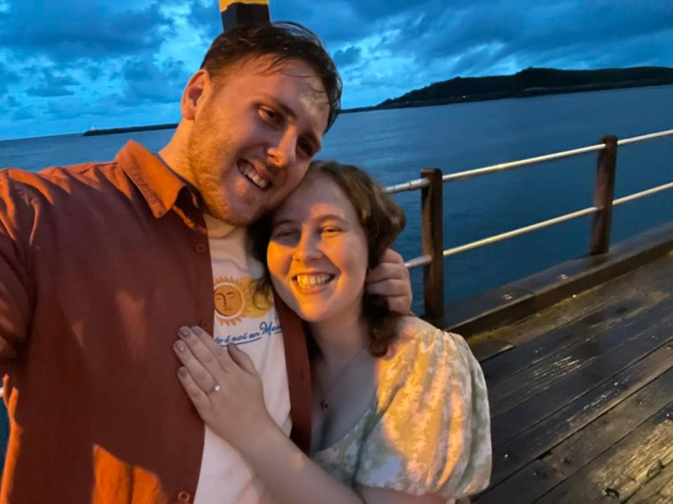 Mikayla Green, who was diagnosed with a melanoma in 2019, and Ryan Clarke after they got engaged.