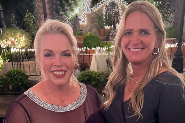 <p>Christine Brown/ Instagram</p> Janelle (left) and Christine (right) at Logan Brown's wedding.