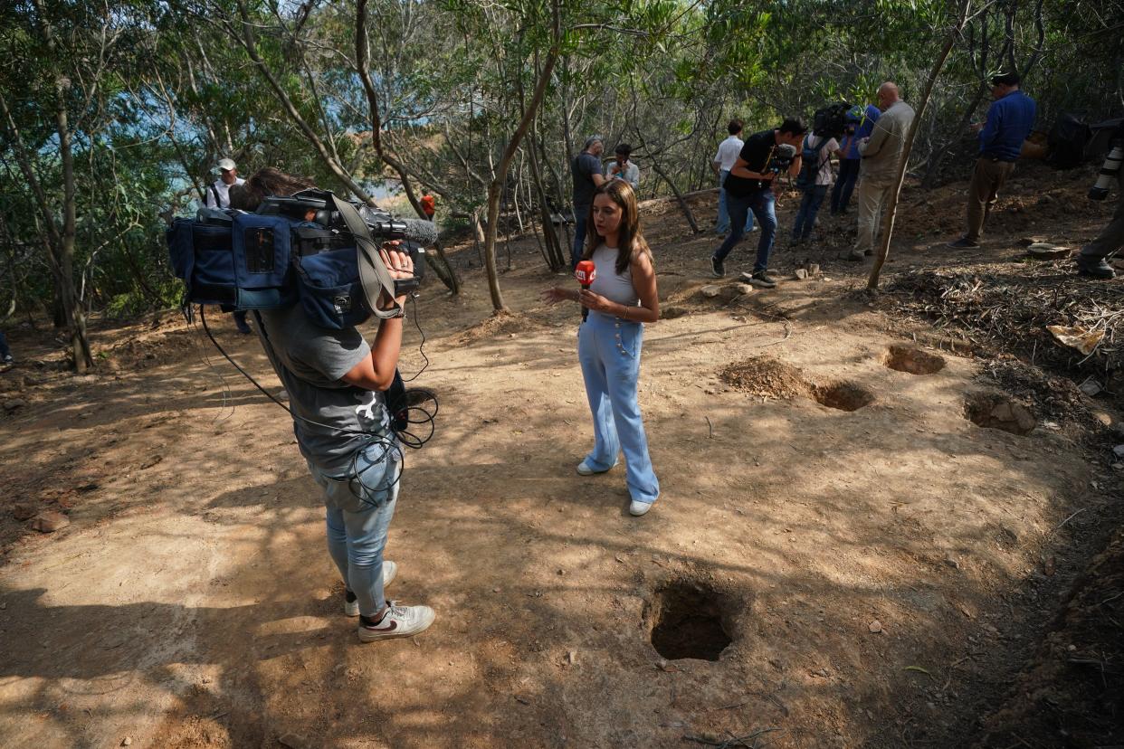 Members of the media at Barragem do Arade reservoir in Portugal after the area was reopened to media (PA Wire)