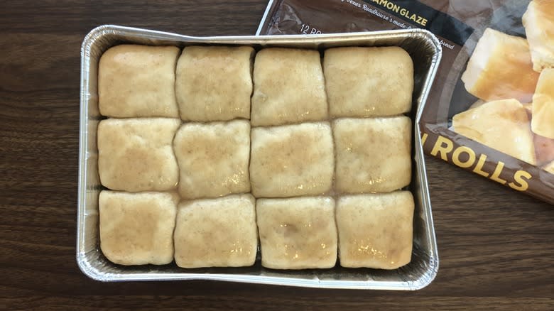 Texas Roadhouse frozen mini rolls in tray