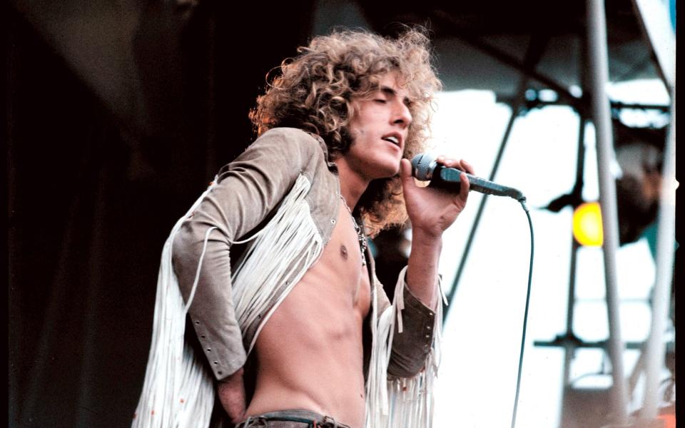 Pomp and circumstance: Roger Daltrey on stage at the Isle Of Wight Festival, August 1969 - Michael Putland