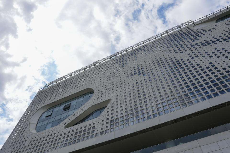 This photo shows a general view of the Chinese Cultural Center in Belgrade, Serbia, Monday, April 29, 2024. Chinese leader Xi Jinping's visit to European ally Serbia on Tuesday, May 7, falls on a symbolic date: the 25th anniversary of the bombing of the Chinese Embassy in Belgrade during NATO's air war over Kosovo. (AP Photo/Darko Vojinovic)