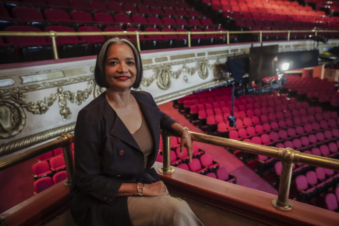 Apollo President and CEO Jonelle Procope poses inside the Apollo Theatre, Monday, June 5, 2023, in New York. (AP Photo/Bebeto Matthews)