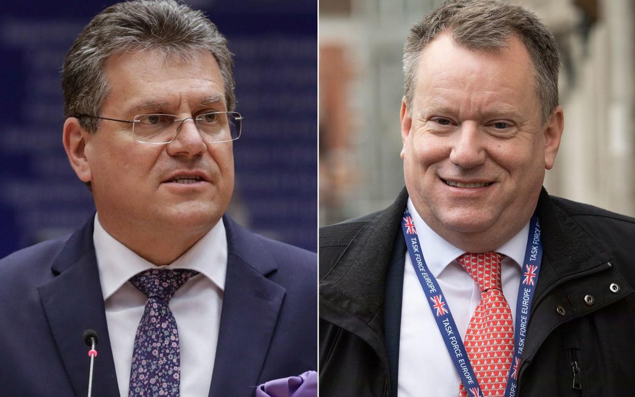  Maros Sefcovic and Lord Frost - STEPHANIE LECOCQ/POOL/Aaron Chown/PA Wire