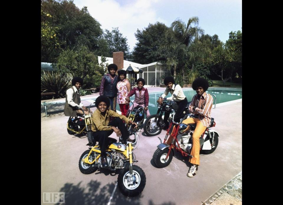 A 1970 photo of the Jackson Five with their parents in their backyard in California. To see more photos of old Hollywood stars at home, visit <a href="http://www.life.com/gallery/22960/at-home-with-the-stars#index/0" target="_hplink">Life.com</a>.  