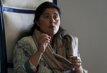 Pakistani journalist and filmmaker Sharmeen Obaid-Chinoy gestures during an interview with Reuters at her office in Karachi, Pakistan, February 4, 2016. REUTERS/Akhtar Soomro