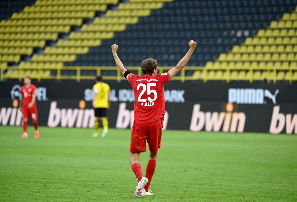 Bayern Munich's visit to Borussia Dortmund was much quieter than usual. (Photo by Federico Gambarini/Pool via Getty Images)