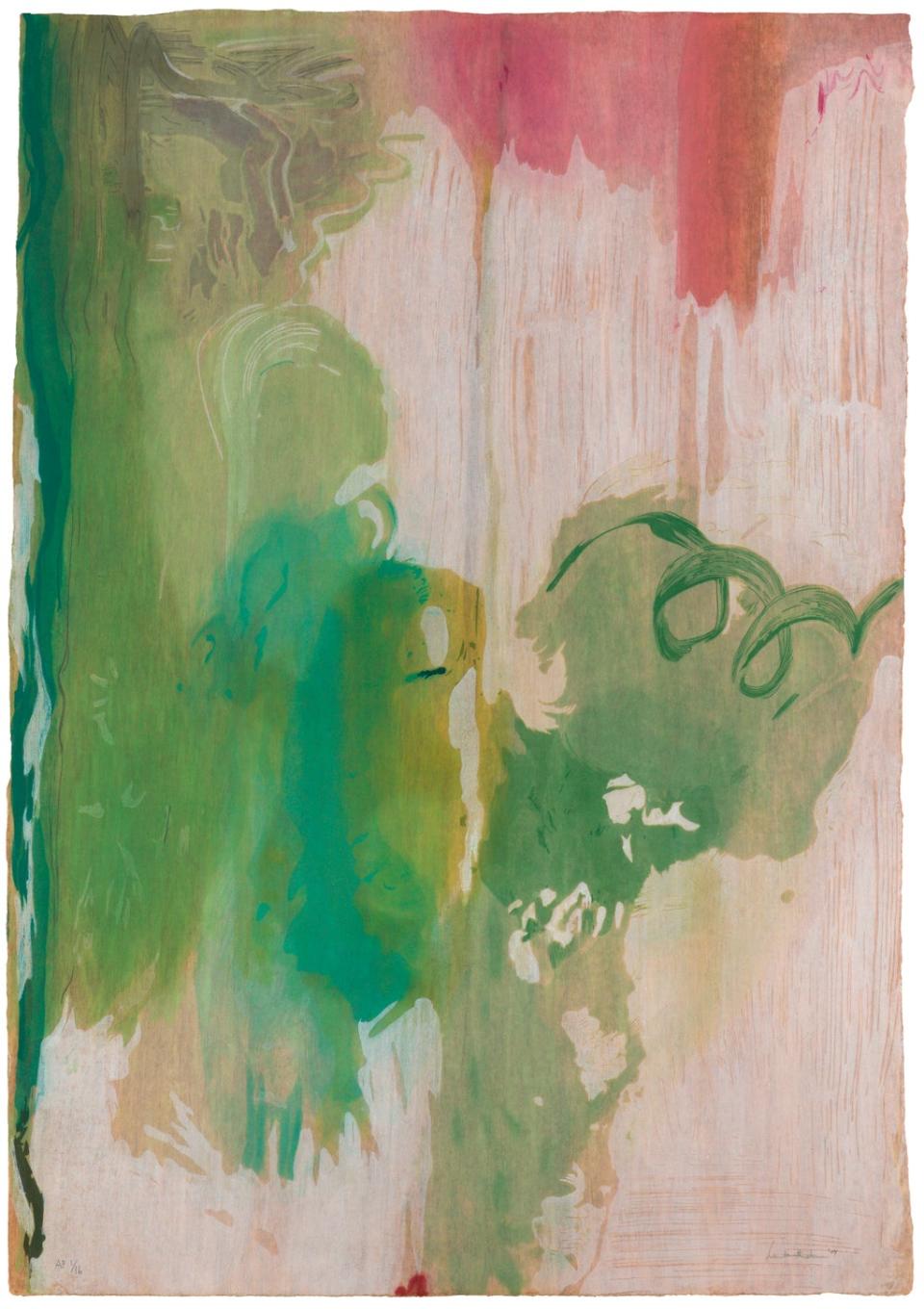 Helen Frankenthaler, Snow Pines, 2004. Thirty-four color woodcut (© 2021 Helen Frankenthaler Foundation, Inc. / ARS, NY and DACS, London / Pace Editions, Inc., NY)