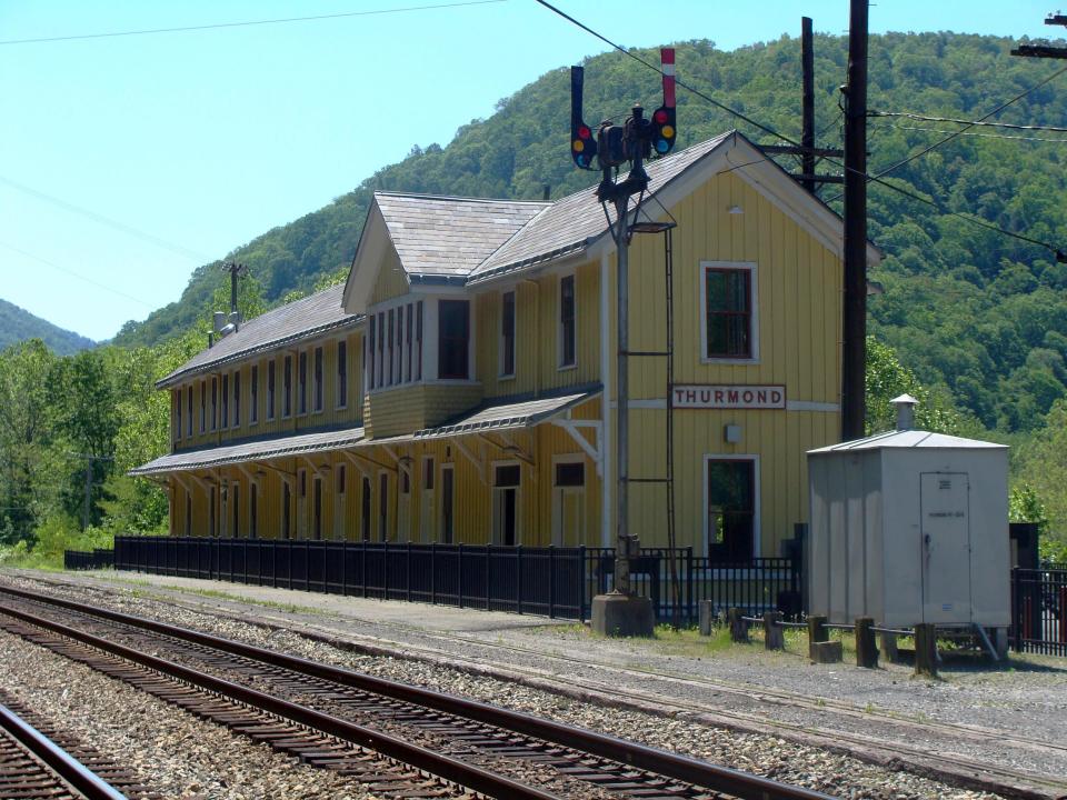 Amtrak trains still stop in the once-bustling town of Thurmond, West Virginia within New River Gorge Park and Preserve.