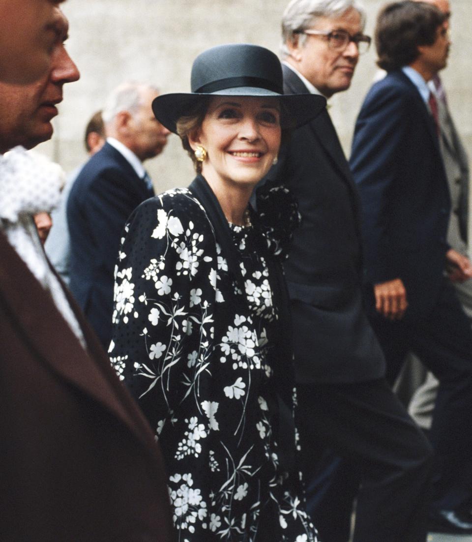 First Lady Nancy Reagan on the steps of St.Paul's Cathedral as she arrives for the royal wedding of Prince Charles and Lady Diana Spencer at the Cathedral, in London, UK, on Wednesday, July 29, 1981