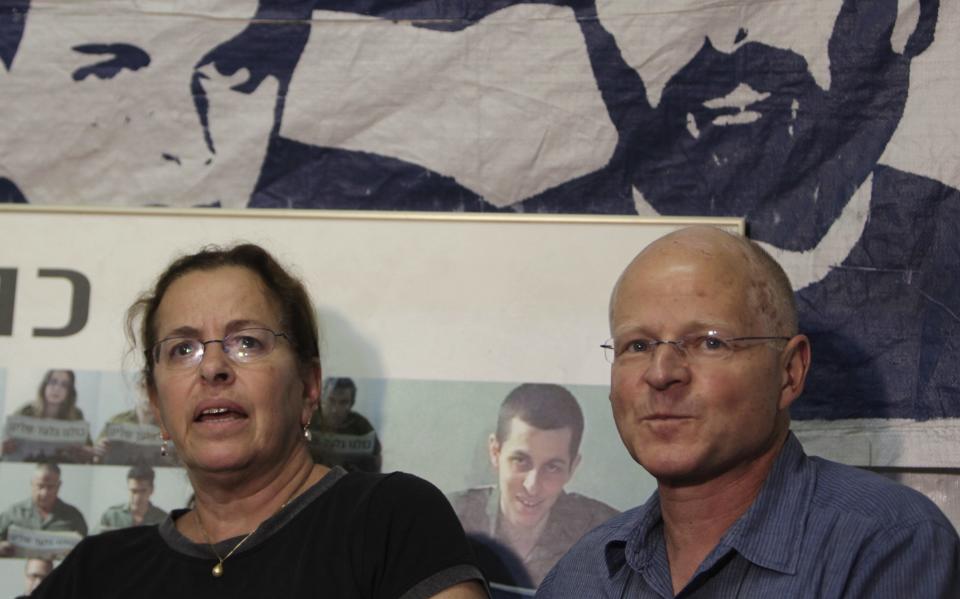 Noam and Aviva Shalit, the parents of captured Israeli soldier Gilad Shalit, sit in a protest tent in Jerusalem