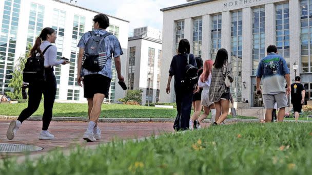 PHOTO: Students walk in the Northeastern University campus on Sept. 14, 2022 in Boston. (Maddie Meyer/Getty Images)