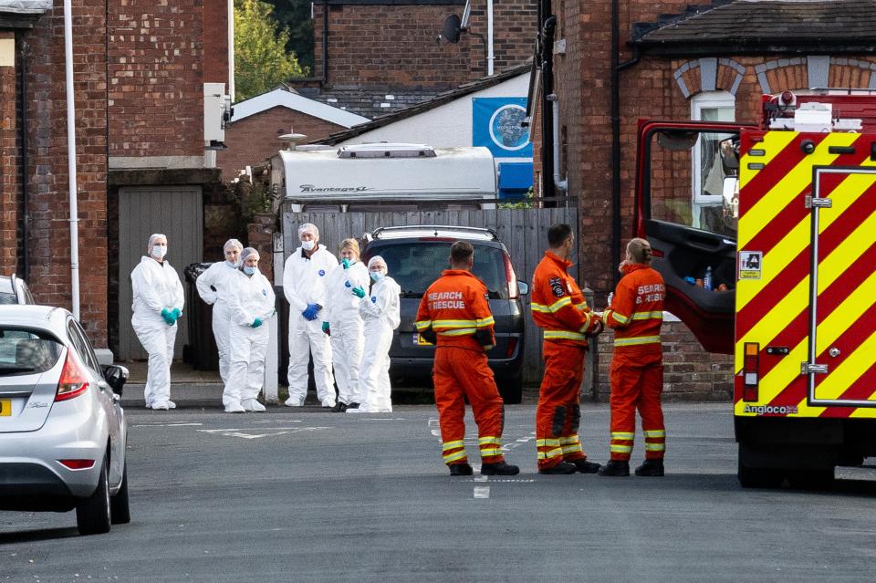 Emergency services near the scene in Hart Street, Southport, of a knife attack where two children died (James Speakman/PA Wire)