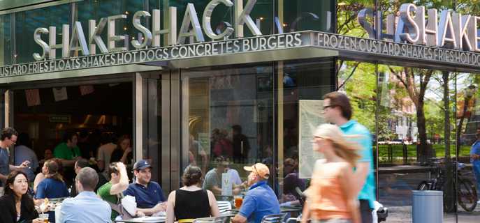 The exterior of a Shake Shack location.