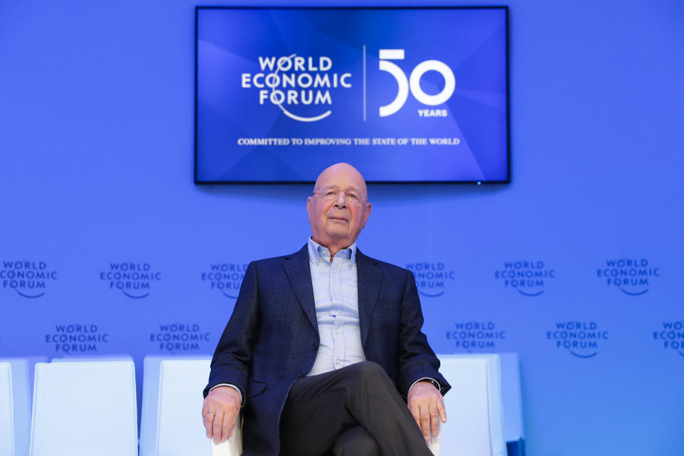 Klaus Schwab, founder and Executive Chairman of the World Economic Forum poses for a photo after an interview with the Associated Press in Davos, Switzerland, Sunday, Jan. 19, 2020. The 50th annual meeting of the forum will take place in Davos from Jan. 20 until Jan. 24, 2020. (Photo/Markus Schreiber)