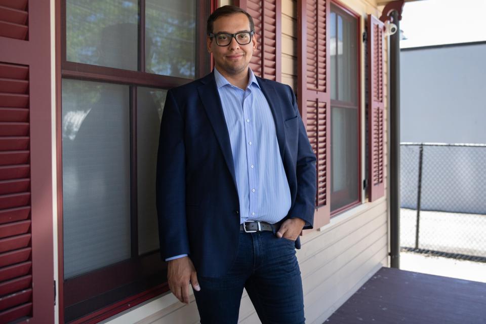 George Santos, Republican US Representative candidate for New York, in Oyster Bay, New York, US, on Thursday, Sept. 1, 2022. Republicans are fielding a more racially diverse array of candidates in the midterms, hoping to make gains among voters of color and counter criticism their party appeals only to White people.