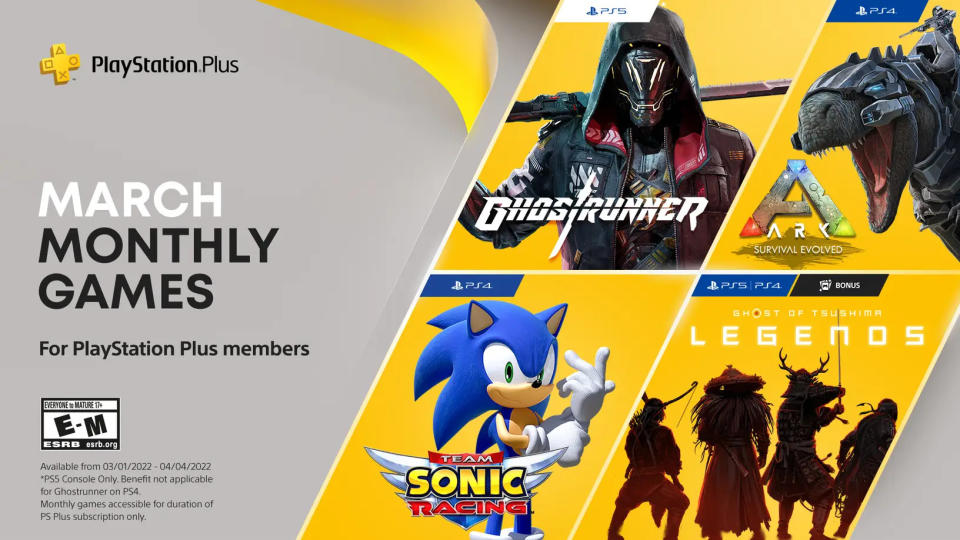 PS Plus free games for March 2022.