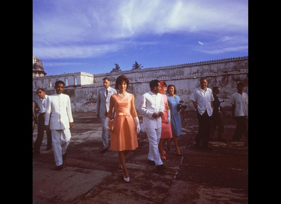 At the Palace of the Maharajah in Udaipur, India during a state visit. (AP photo)