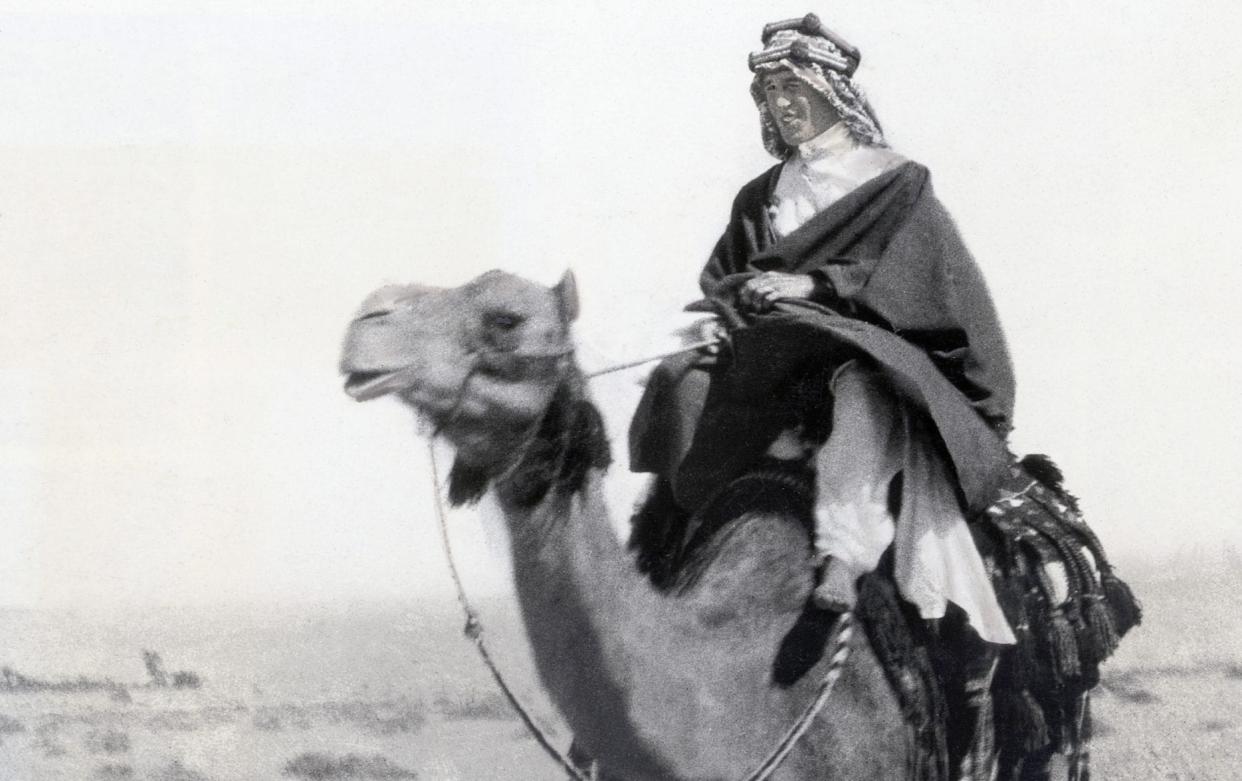 TE Lawrence riding a camel in 1900