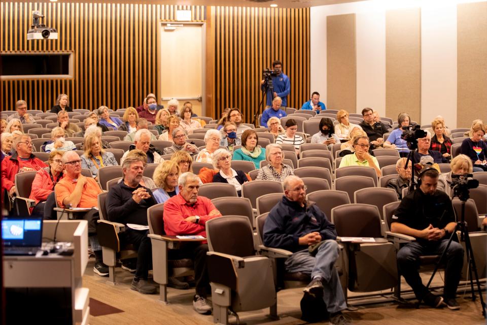 Attendees listen to the speakers during the Wisconsin Main Street Agenda: Green Bay Town Hall on Tuesday, Oct. 11, 2022, at Brown County Central Library in Green Bay, Wis. Samantha Madar/USA TODAY NETWORK-Wisconsin 