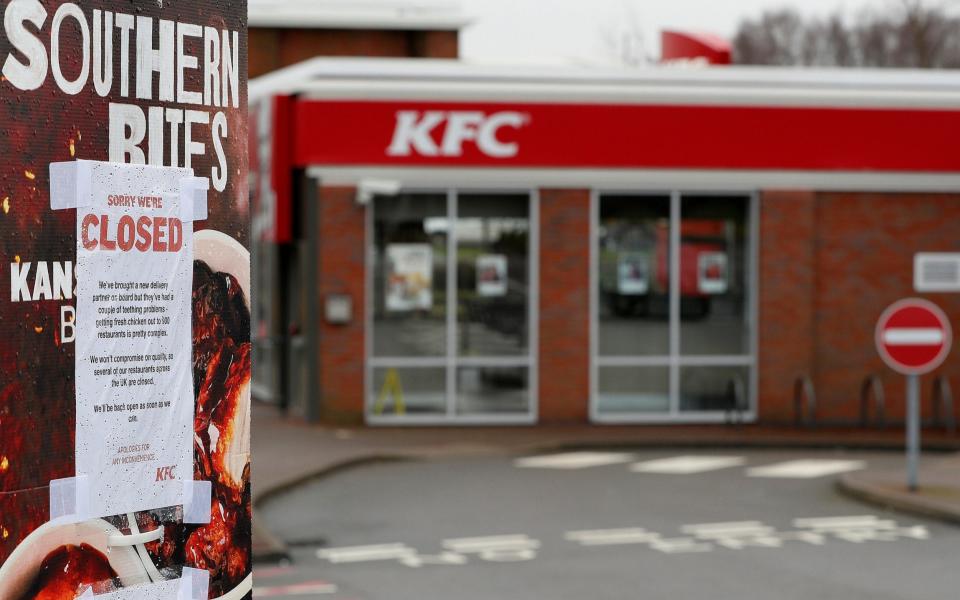 A KFC chicken shortage has led to the temporary closure of some outlets after problems with a new distribution system - REUTERS